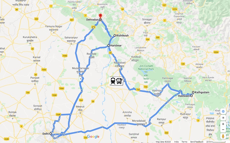 route-map-from-delhi-to-garhwal-kumaon-gateway-uttarakhand