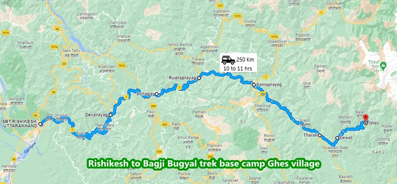route-map-from-rishikesh-to-ghes-village-bagji-bugyal-basecamp