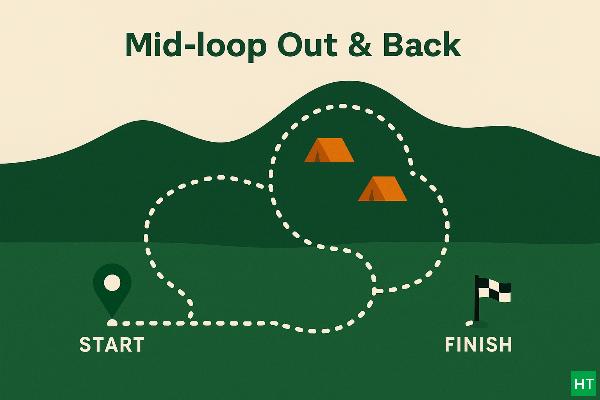 “Mid-loop hybrid — out-and-back with a forest traverse loop in the middle to bypass a high ridge.”