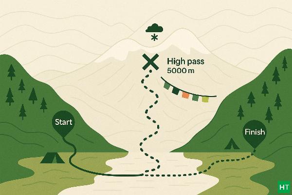 “Point-to-point traverse over a high Himalayan pass — start and finish in different valleys.”